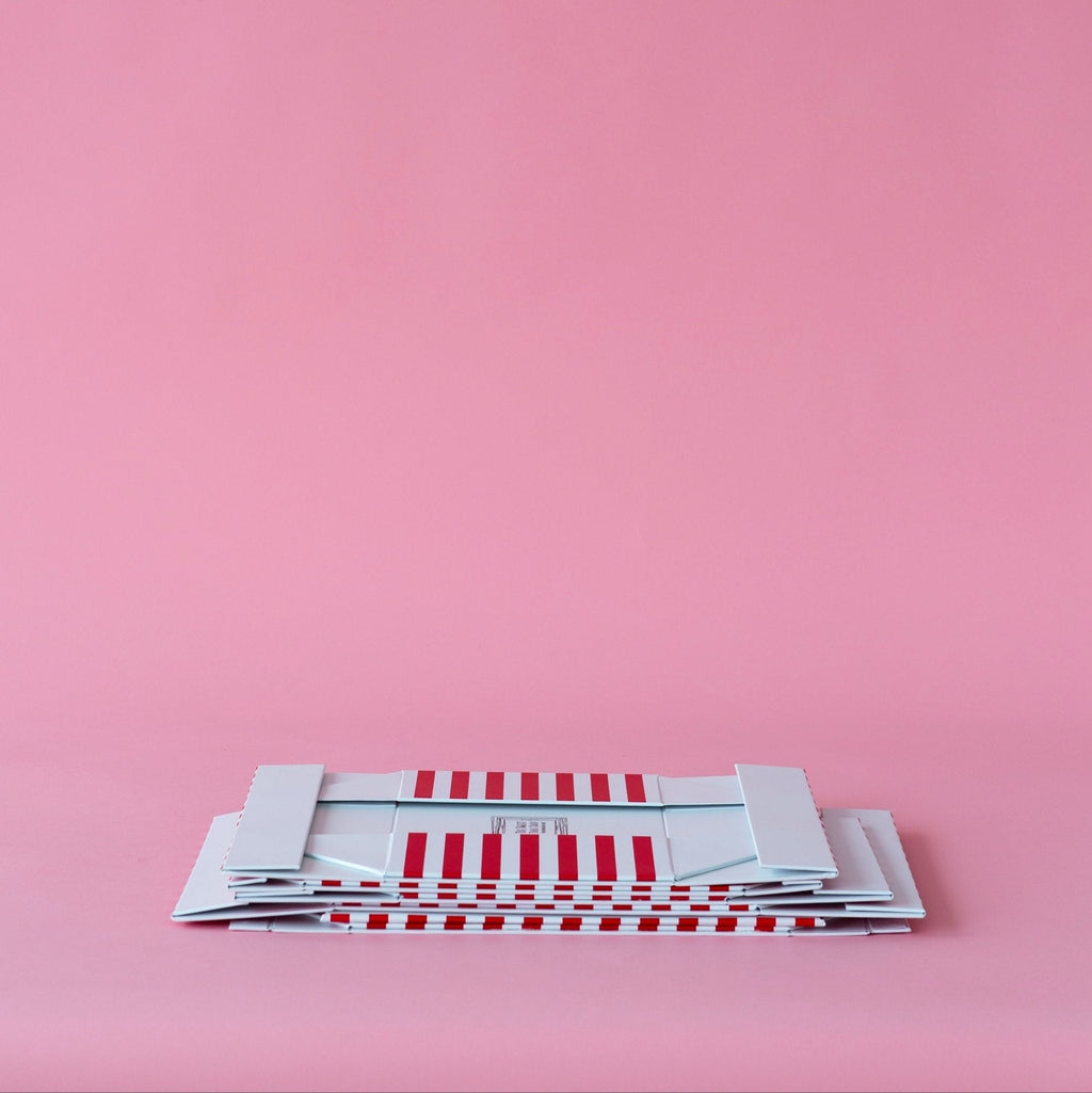 Cherry Red Cabana Stripe Display Box Risers