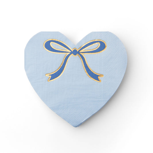 Sky Blue Signature Bow Heart Large Napkins