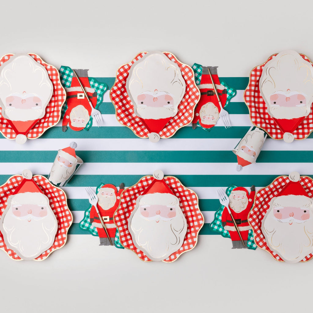 Elegant Cherry Red Gingham Dinner Plates
