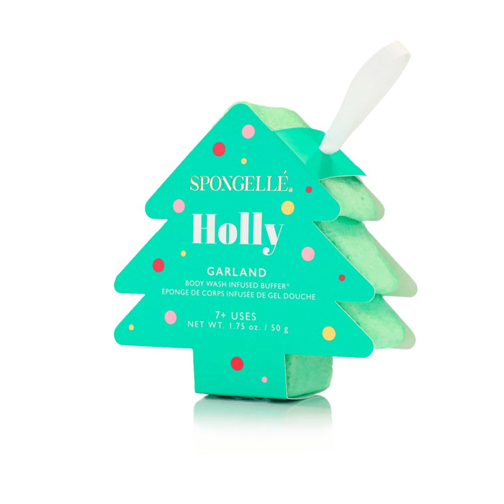 Holly Garland Christmas Tree Shower Buffer Sponge
