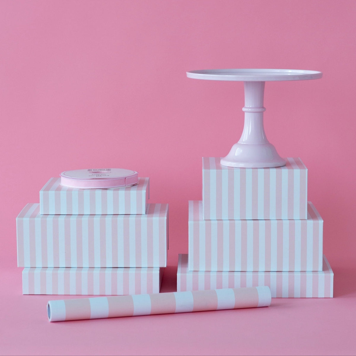 Petal Pink Cabana Stripe Display Box Risers