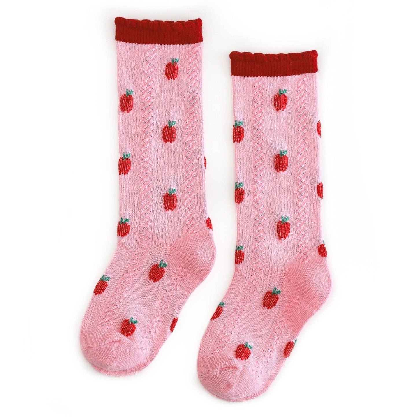 Apple Scalloped Knee High Socks