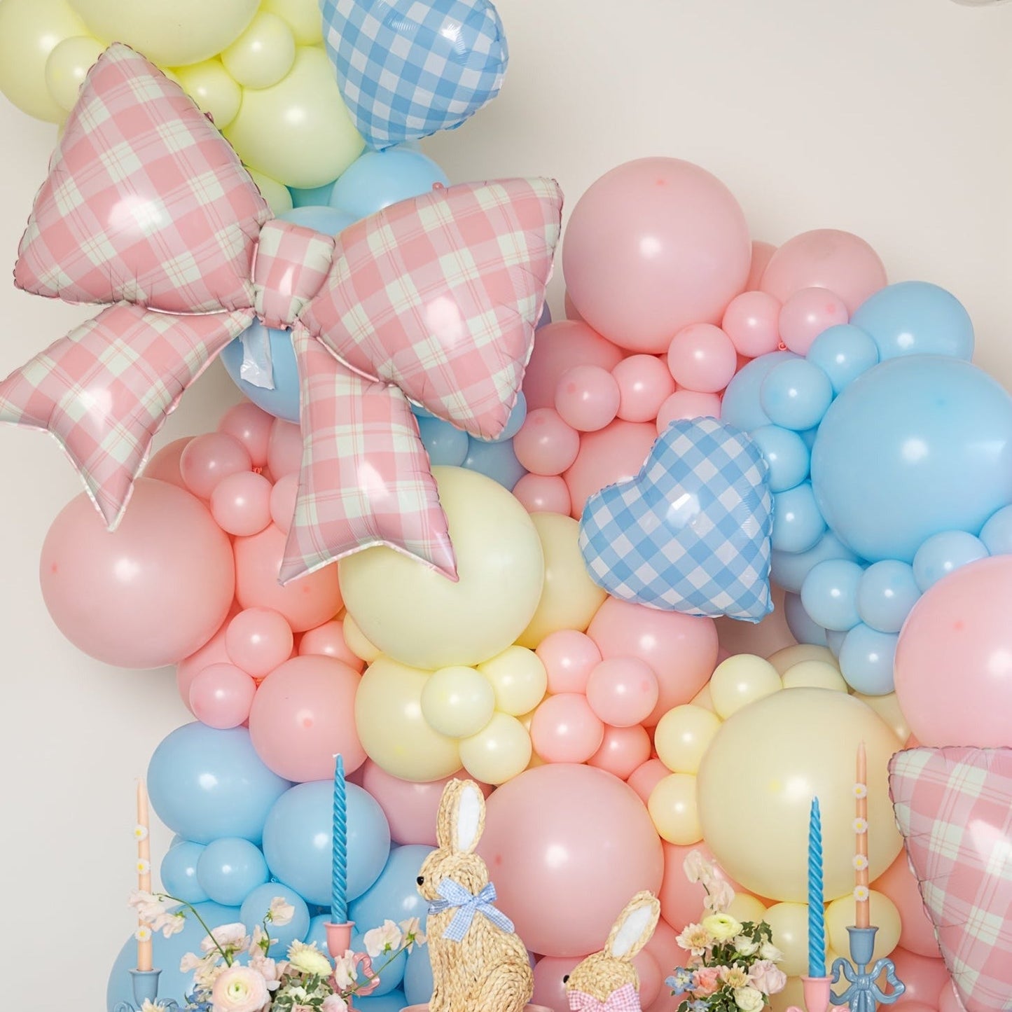 Gingham Pink Bow Foil Balloon