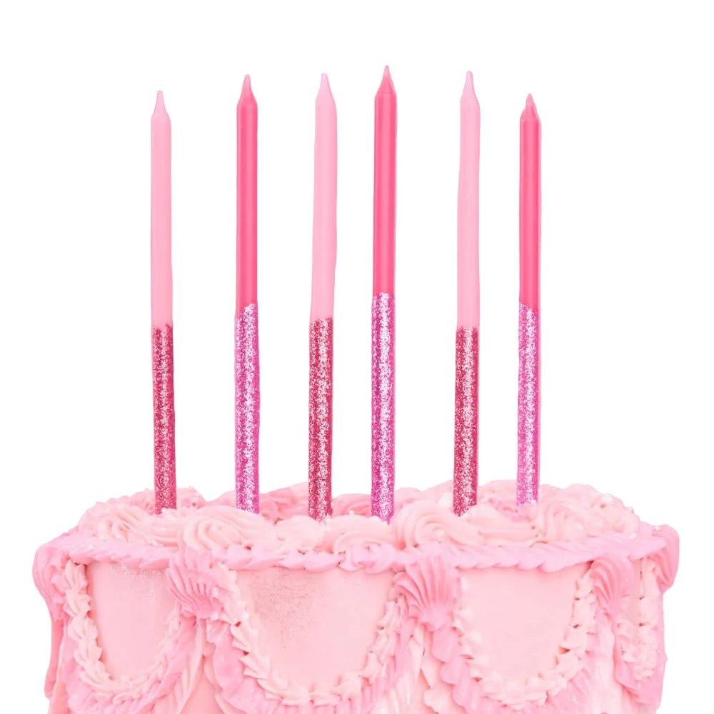 Shades of Pink Glitter Birthday Candles