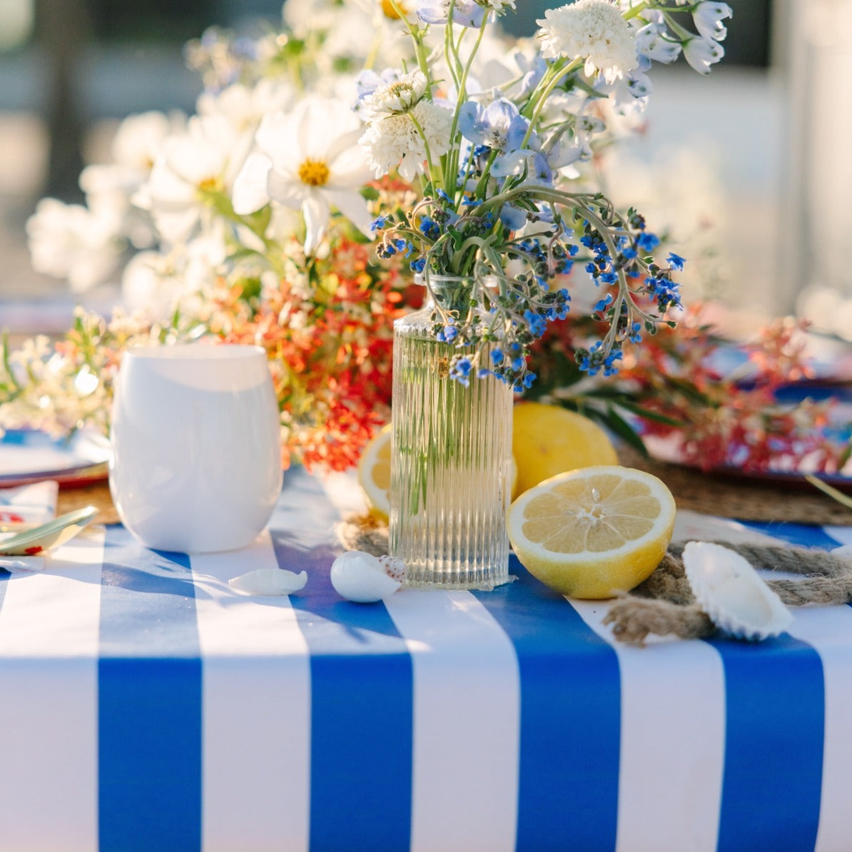 Palisades Blue Signature Cabana Stripe Table Runner