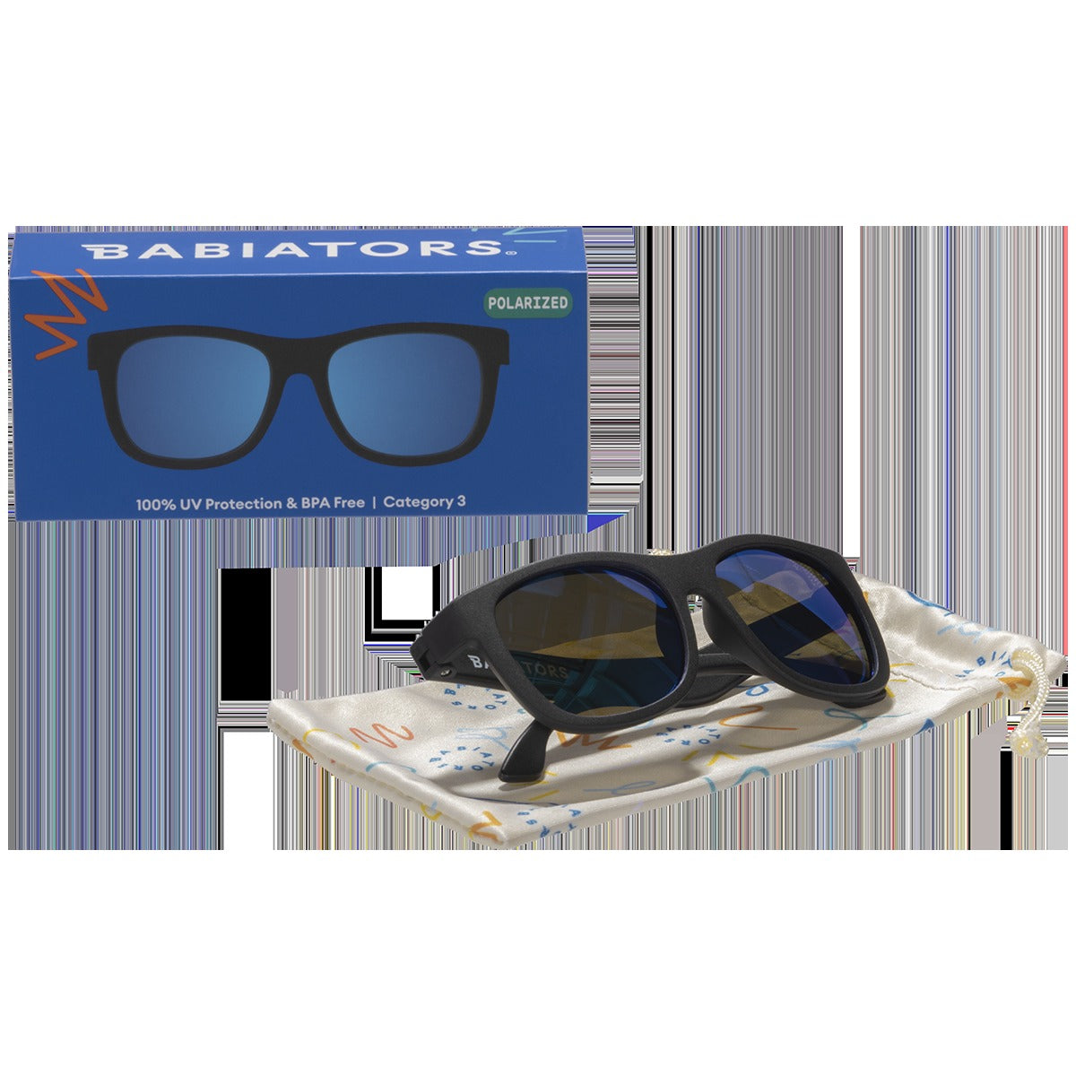 Kids Black Polarized Aviator Sunglasses