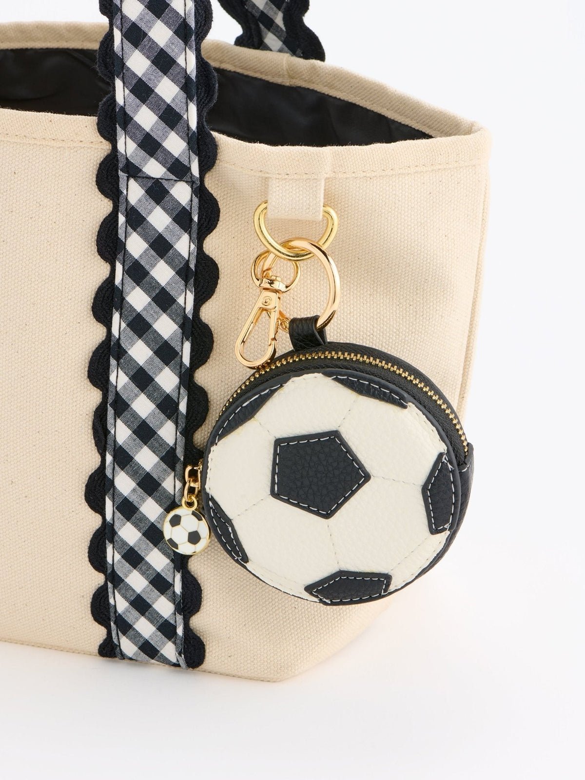 Shiraleah Soccer Ball Zip Pouch Bag Charm/Key Ring, White