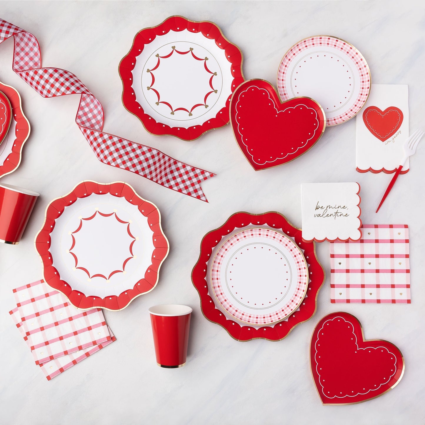 Elegant Valentine Plaid Dinner Napkins