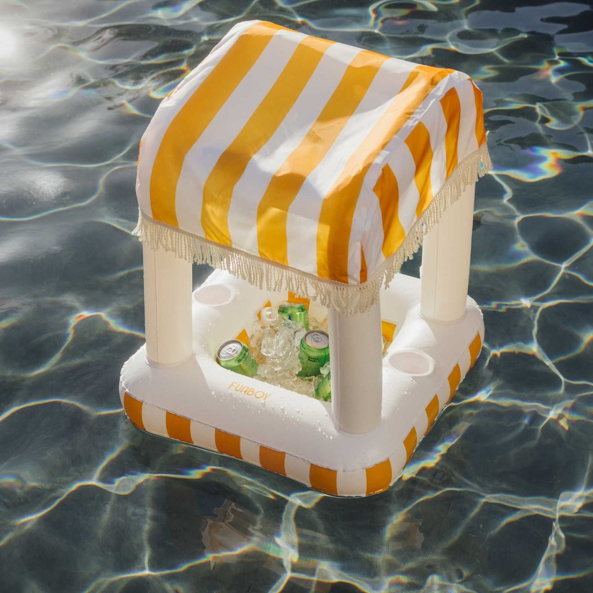 Petite Inflatable Pool Bar, Yellow Stripe