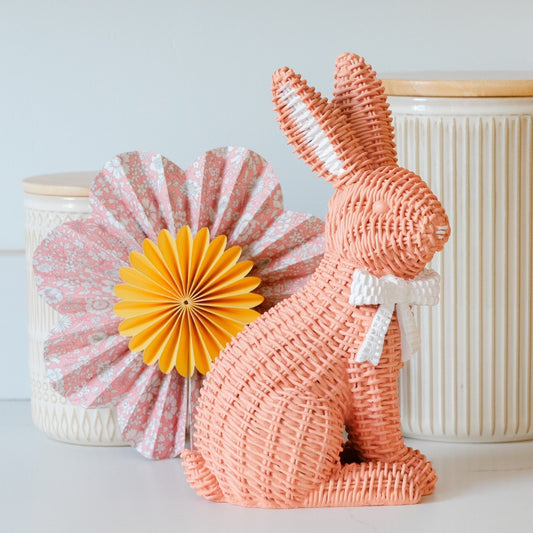 Pink Rattan Design Bunny