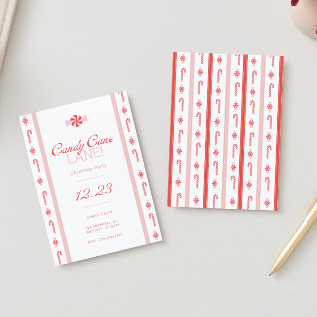 Candy Cane Christmas Digital Party Invitation