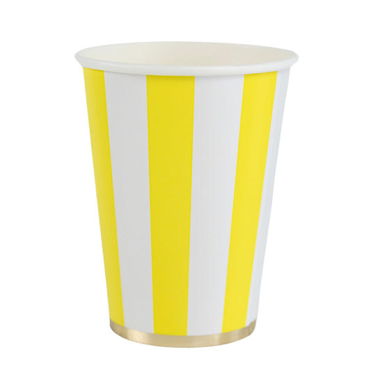 Soleil Yellow Signature Cabana Stripe Cups