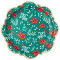 Christmas Floral Green Classic Dinner Plates