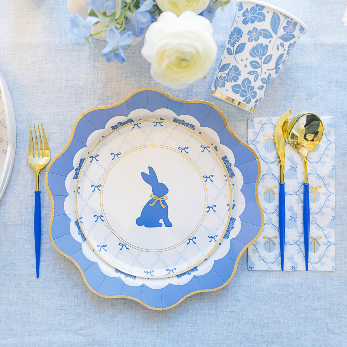 Belle Blue Elegant Floral Cups