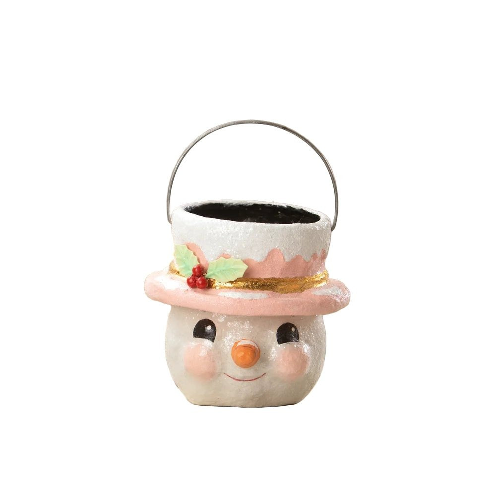 Bethany Lowe Pastel Holly Hat Snowman, Small