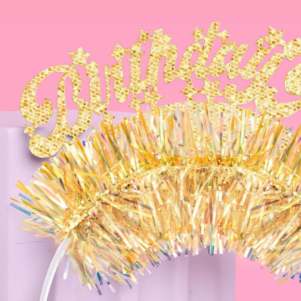 Birthday Girl Gold Fringe Headband