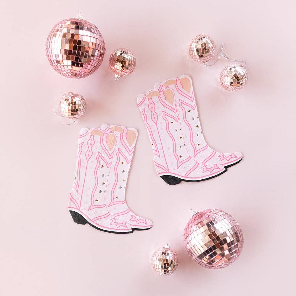 Pink Cowgirl Boot Shaped Napkins