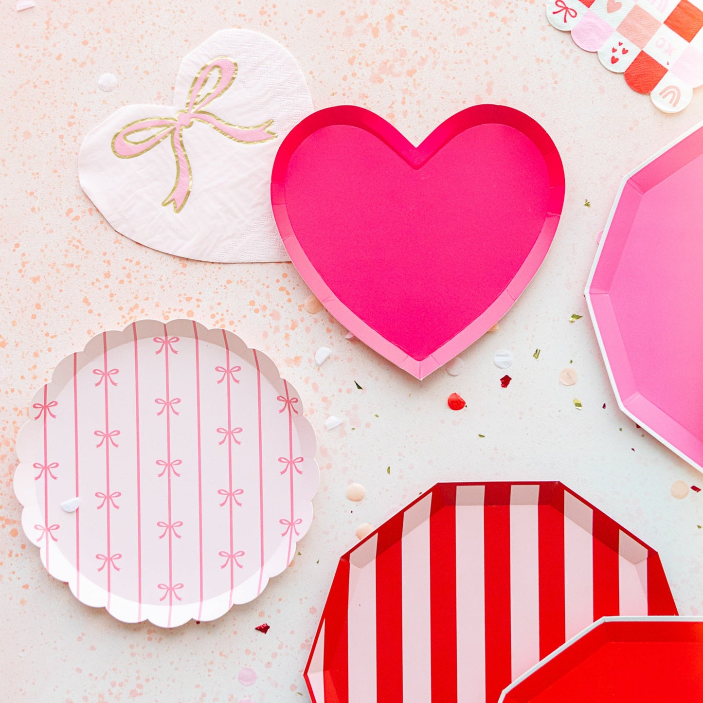 Petal Pink Bow Heart Large Napkins