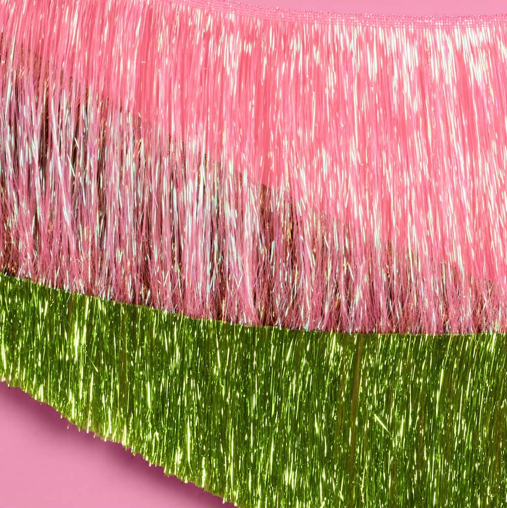 Pink and Green Fringe Banner Set