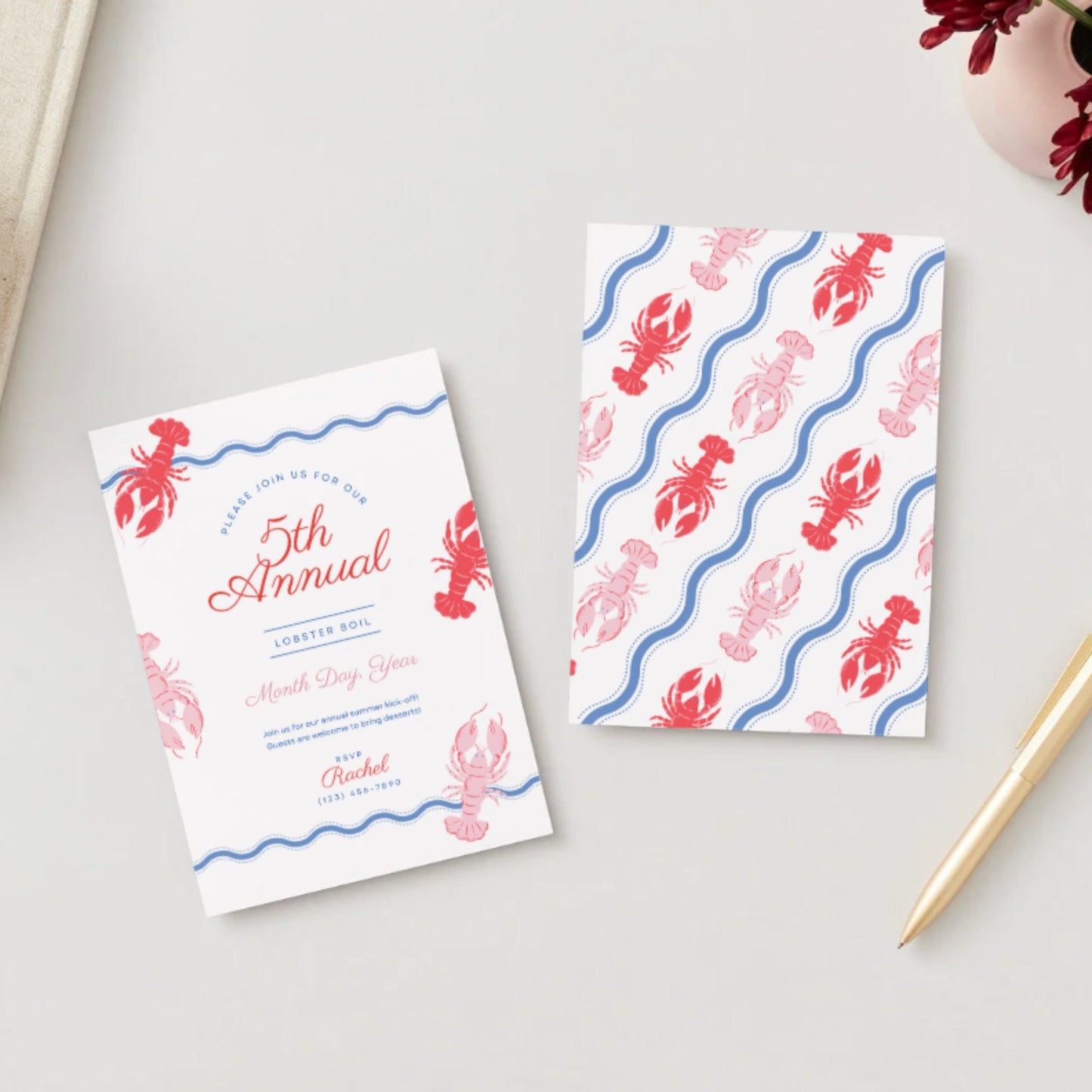 Wavy Lobster Digital Party Invitation Download