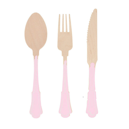 Elegant Pink Wooden Cutlery
