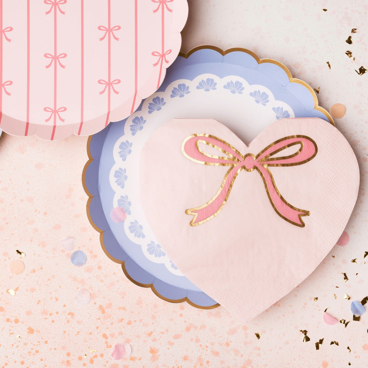 Petal Pink Bow Heart Large Napkins