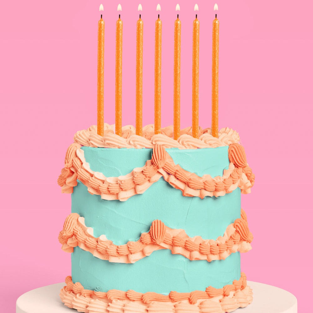 Orange Glitter Birthday Candles