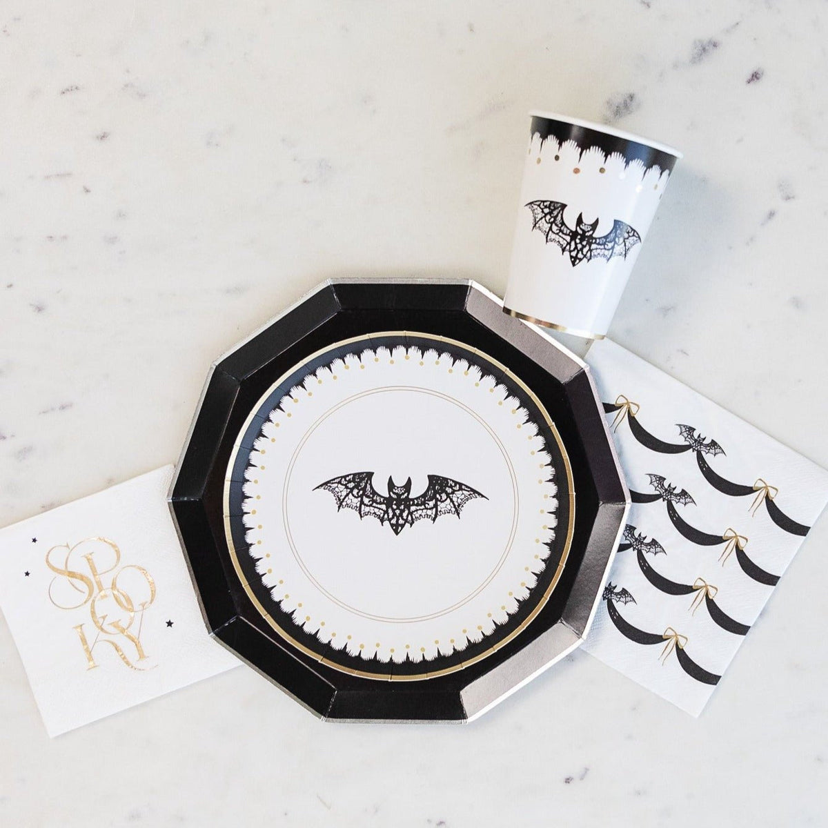 Elegant Halloween Dessert Lacy Bat Plates