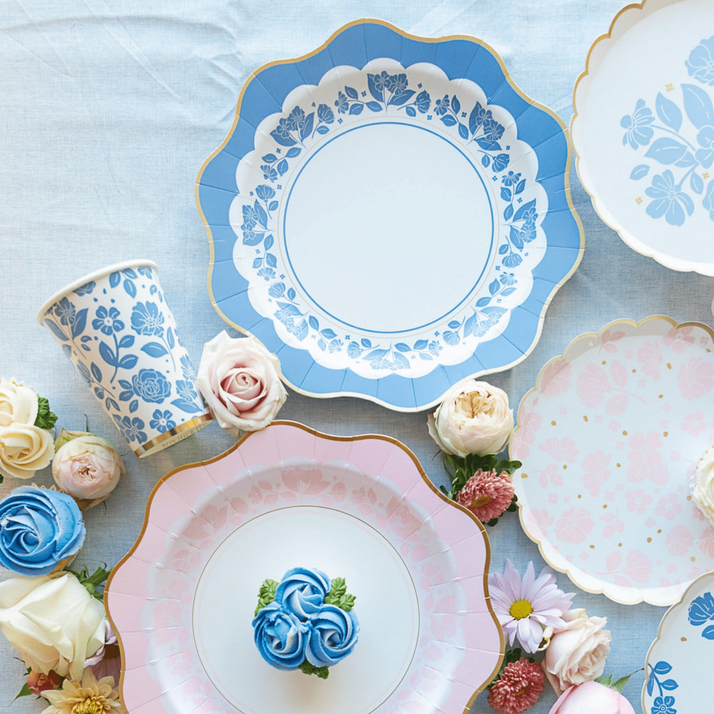 Belle Blue Elegant Floral Dinner Plates