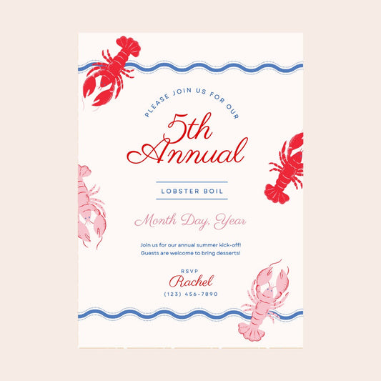 Wavy Lobster Digital Party Invitation Download