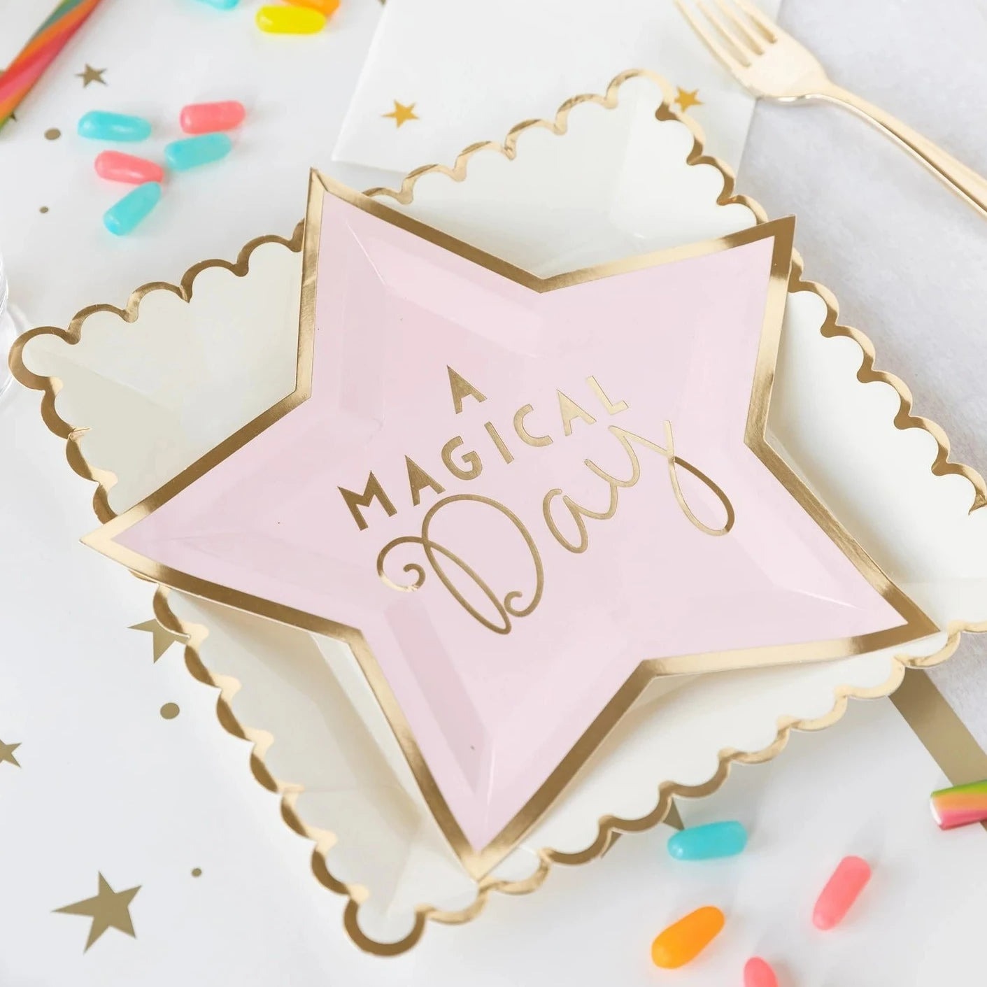 Gold Metallic Stars Table Runner