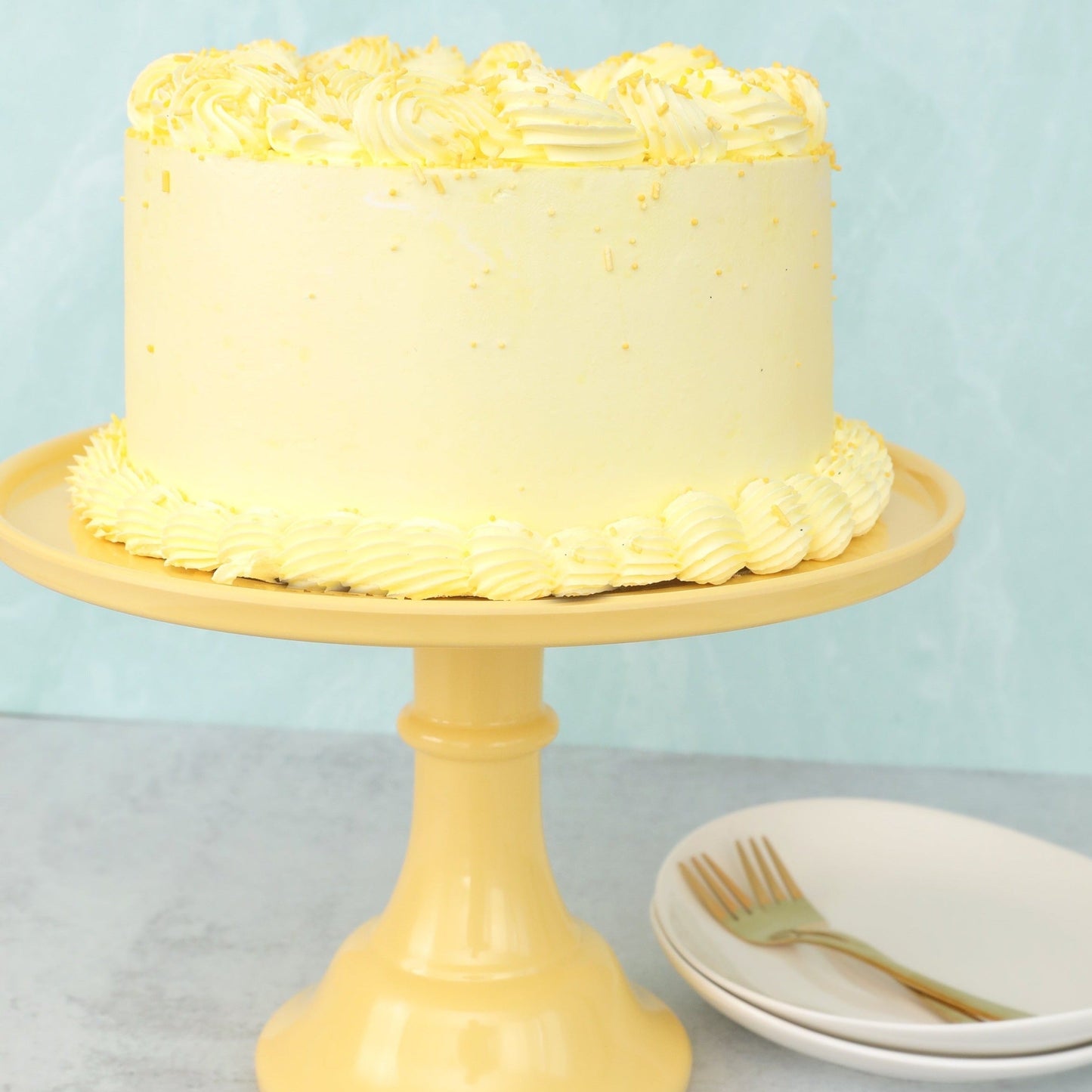 Large Daisy Yellow Melamine Cake Stand