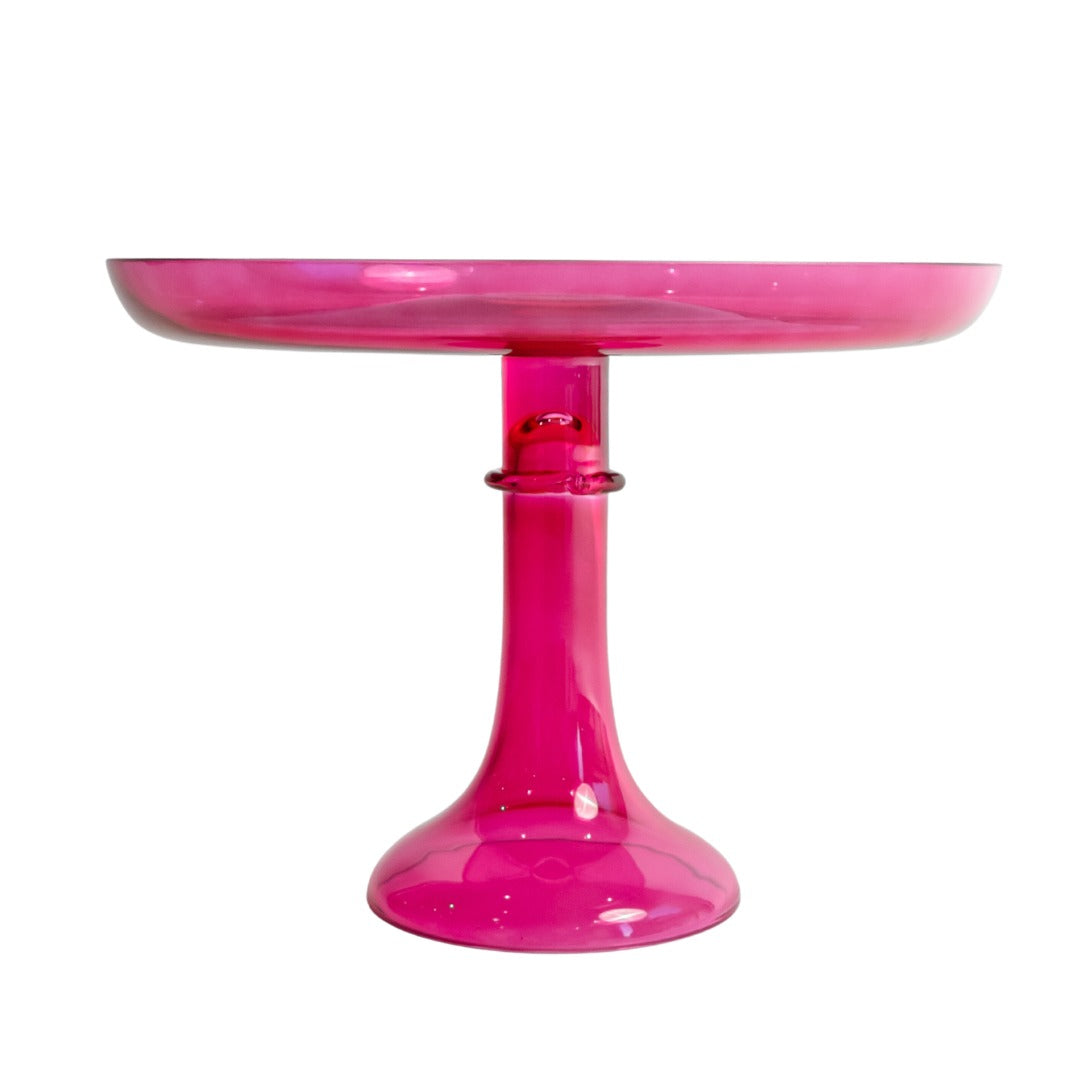 Fuchsia Glass Cake Stand