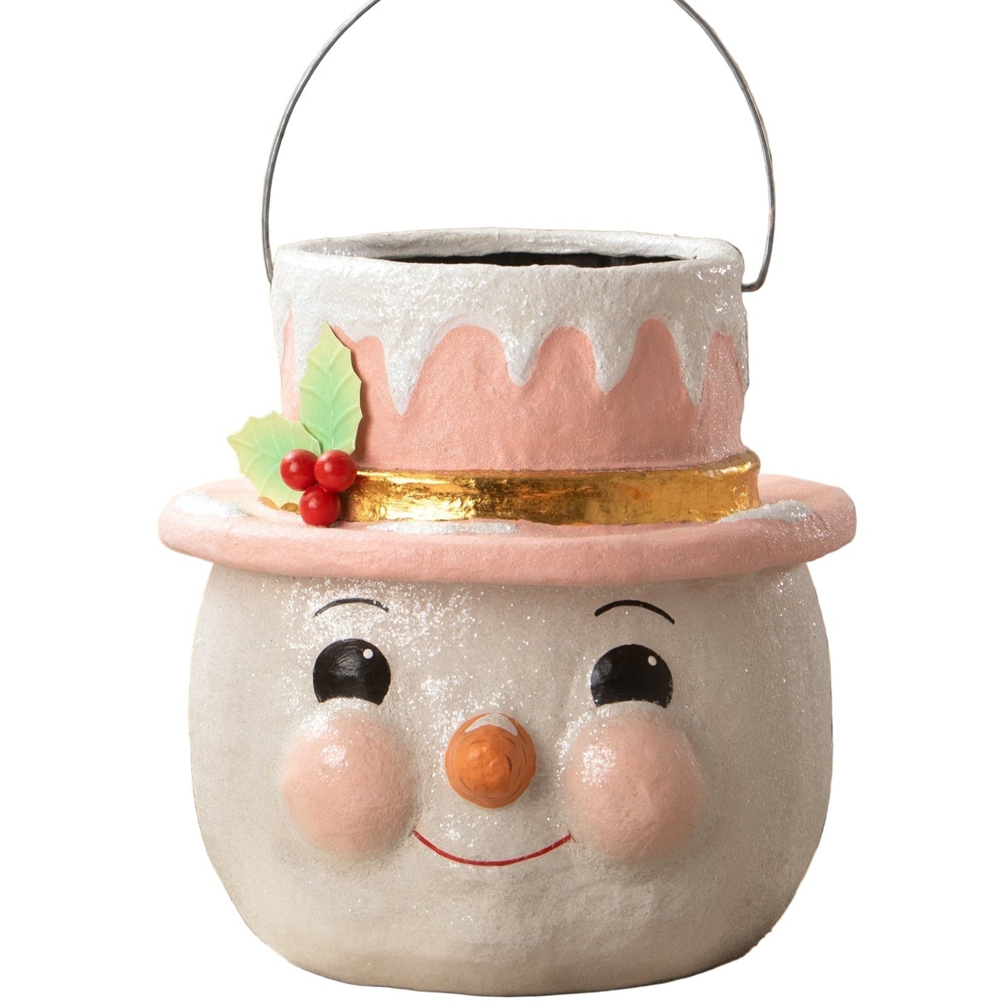Bethany Lowe Pastel Holly Hat Snowman - Large