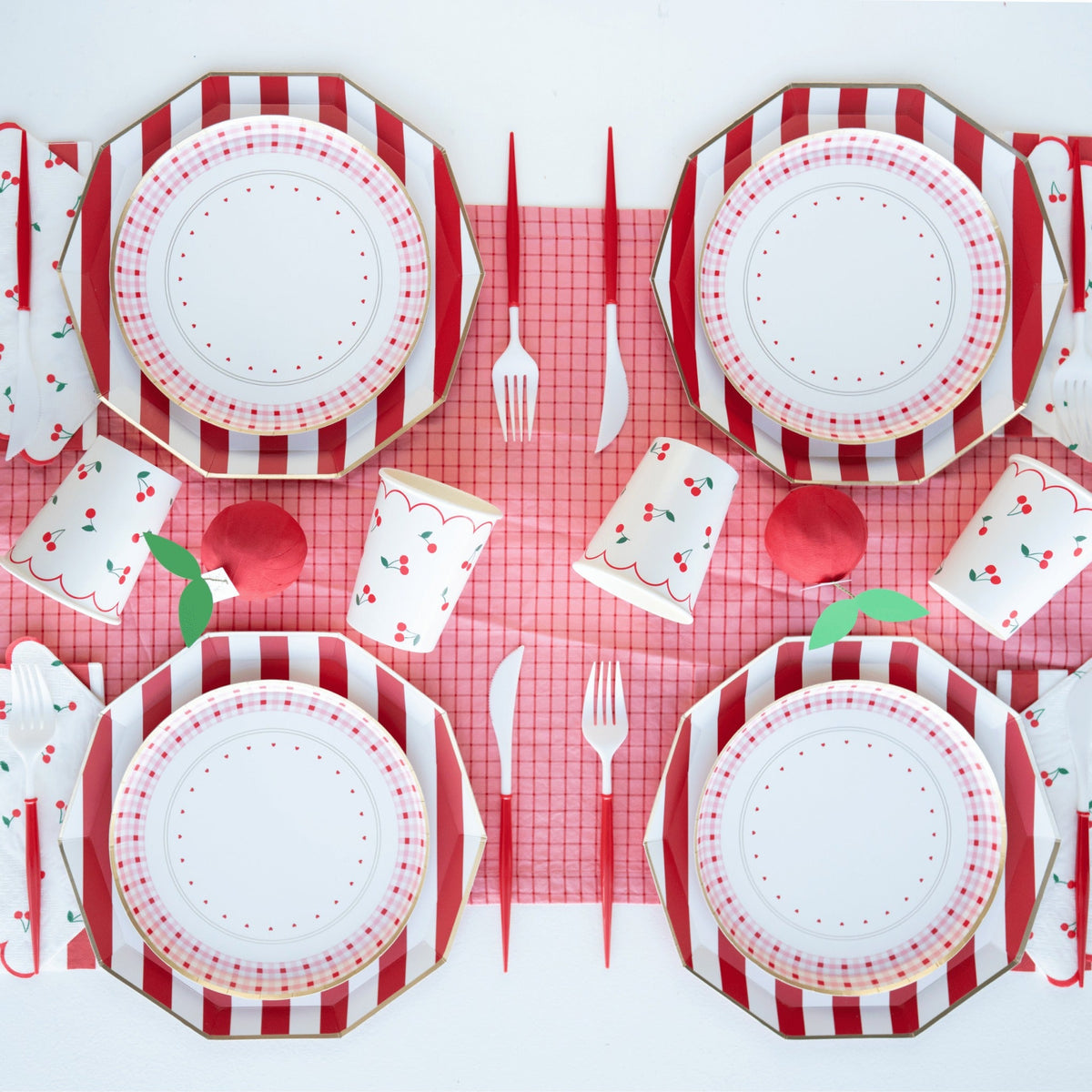 Cherry Red Signature Cabana Stripe Guest Towels