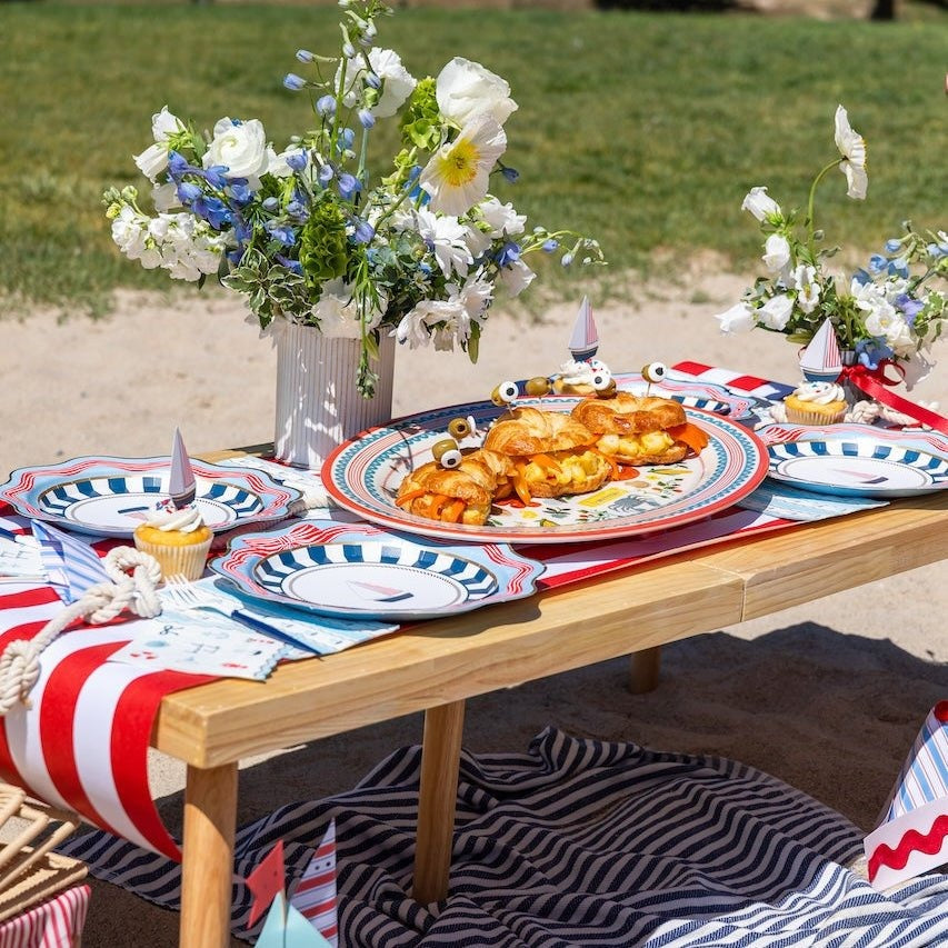 Cherry Red Signature Cabana Stripe Table Runner