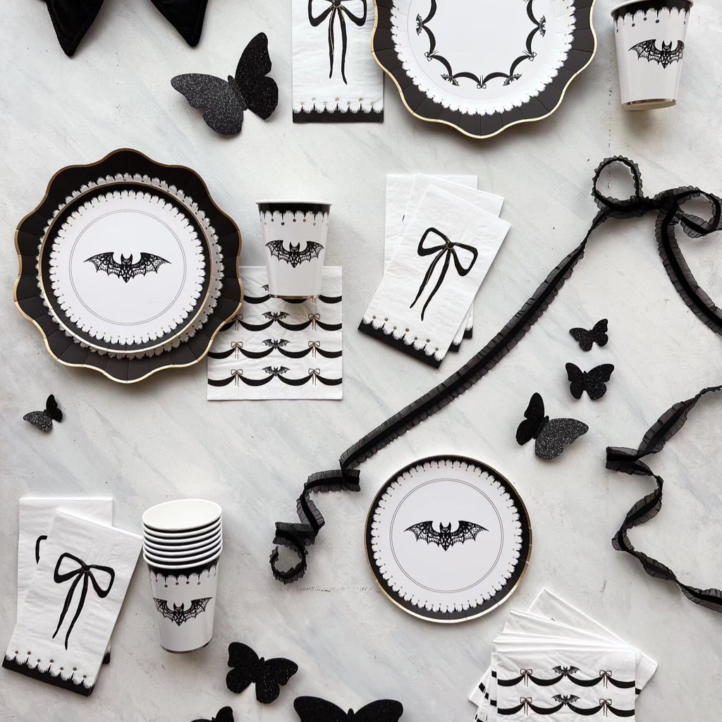 Elegant Halloween Dessert Lacy Bat Plates