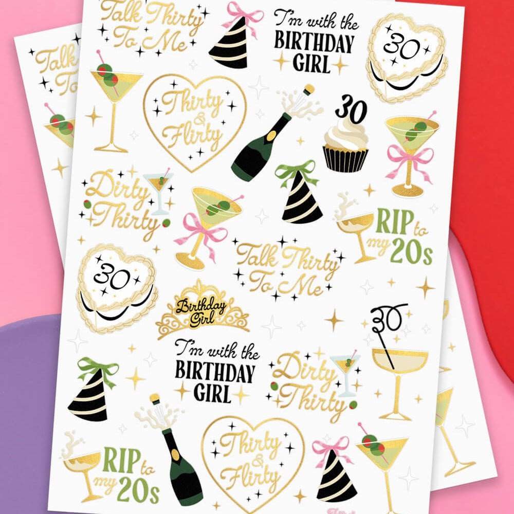 Dirty 30 Birthday Temporary Tattoos