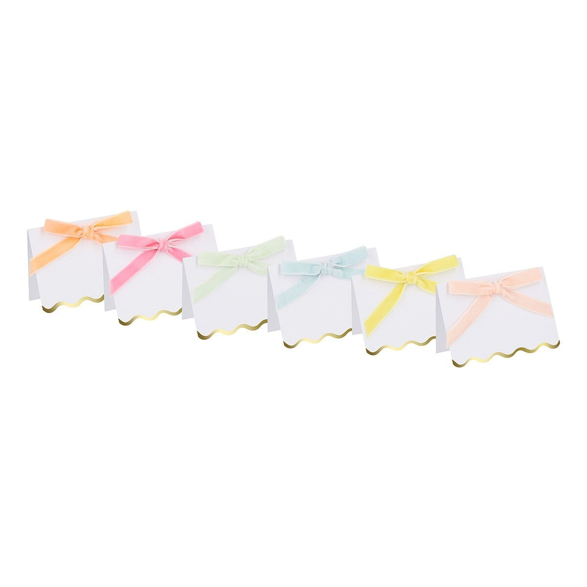 Pastel Velvet Bow Scalloped Place Cards
