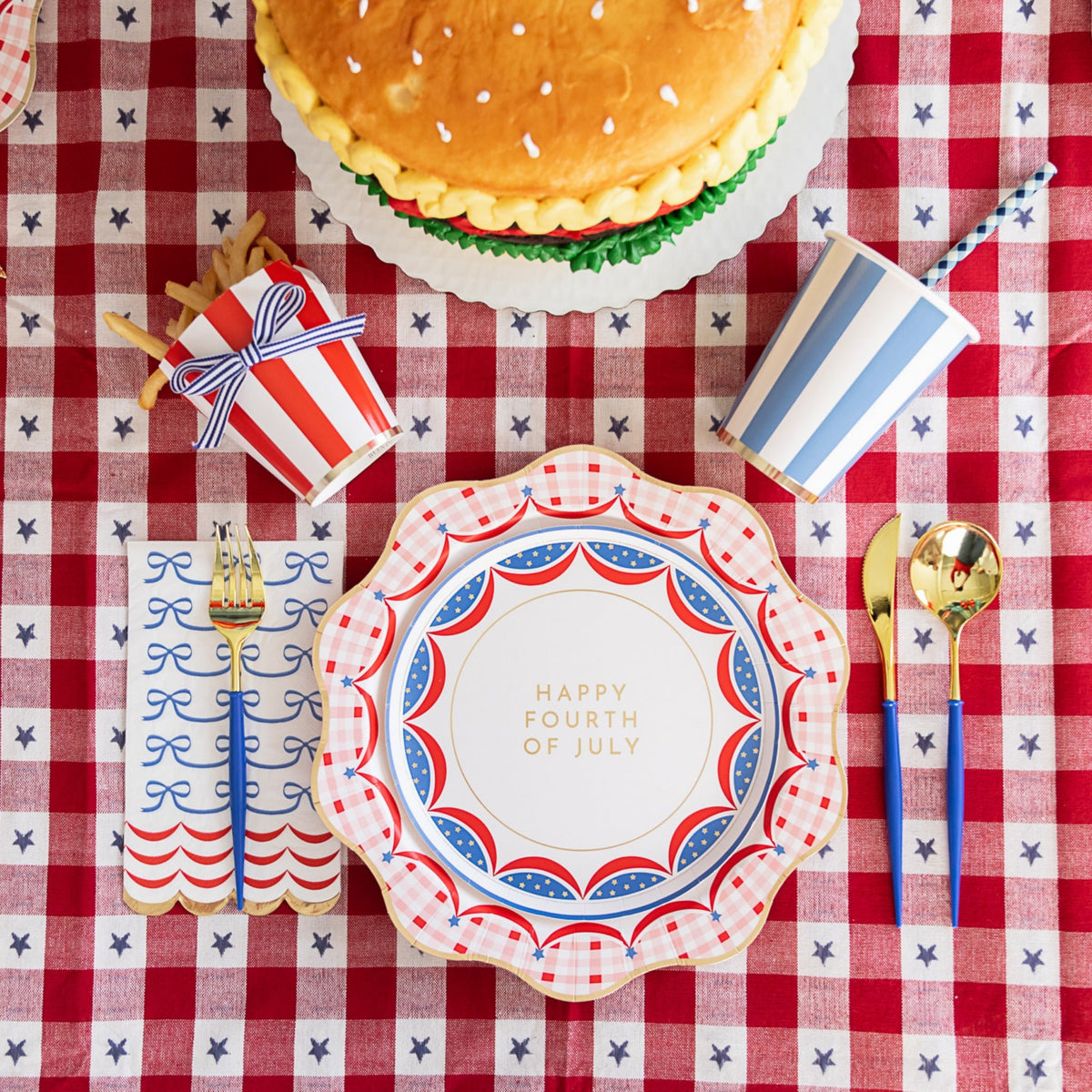 Palisades Blue Signature Cabana Stripe Cups