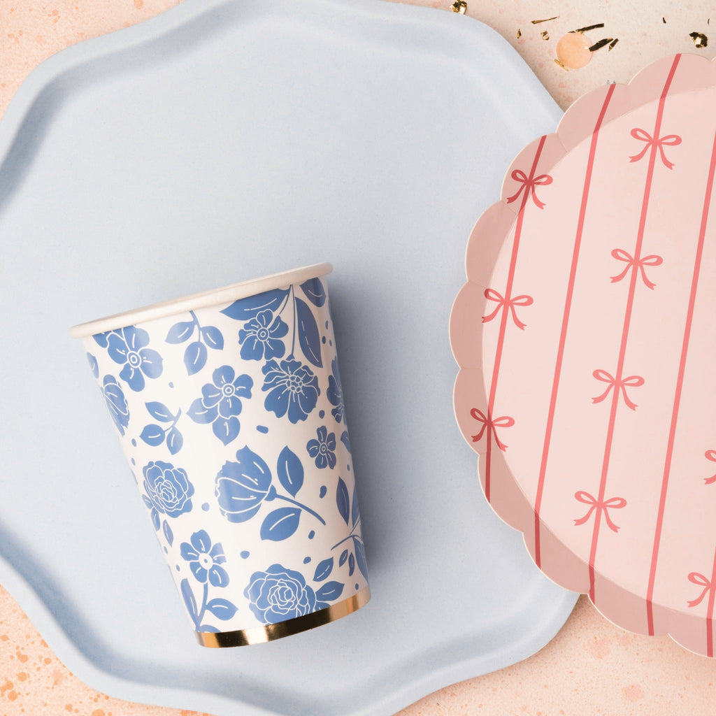 Belle Blue Elegant Floral Cups