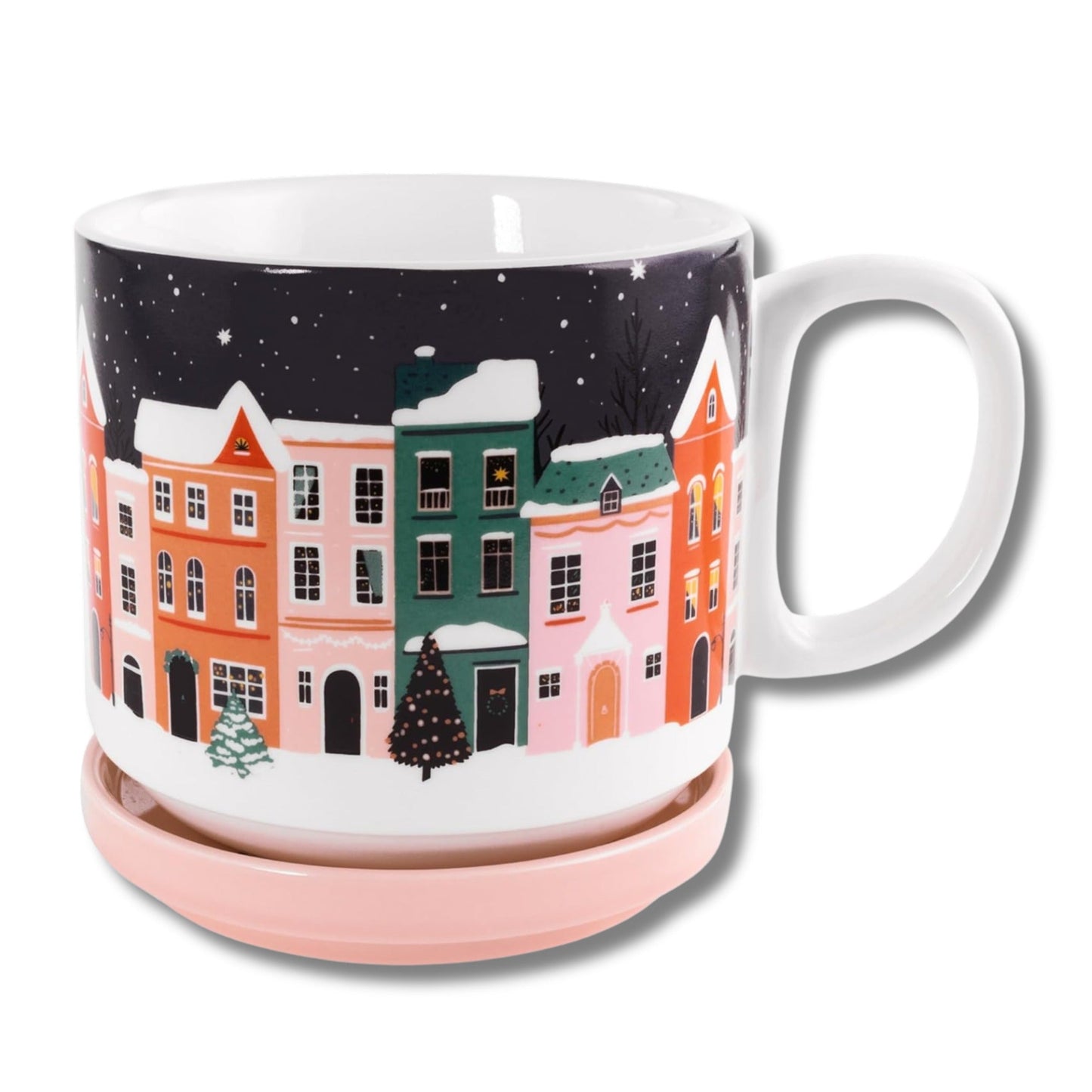 Holiday Village Ceramic Mug with Coaster