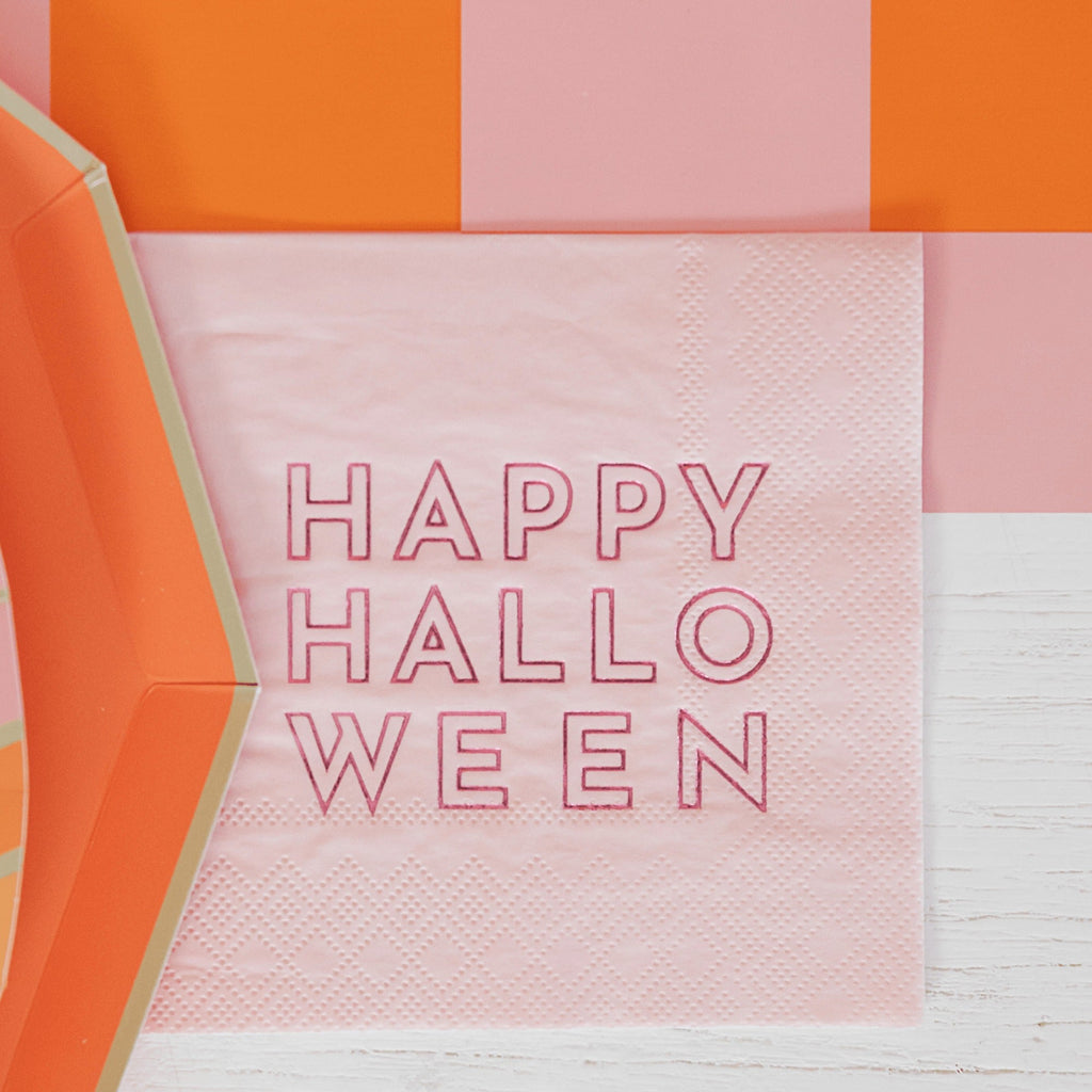 Happy Halloween Pink Cocktail Napkins