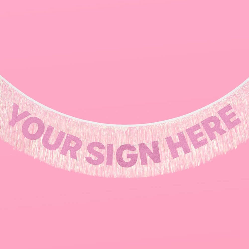 White Iridescent Fringe Banner
