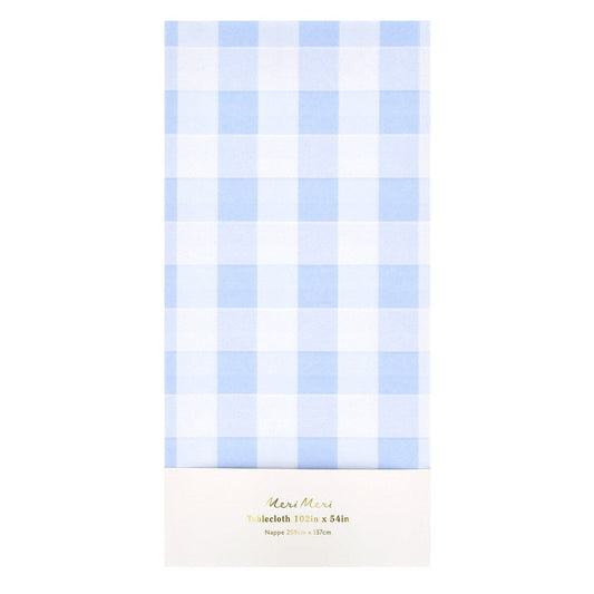 Blue Gingham Paper Tablecloth