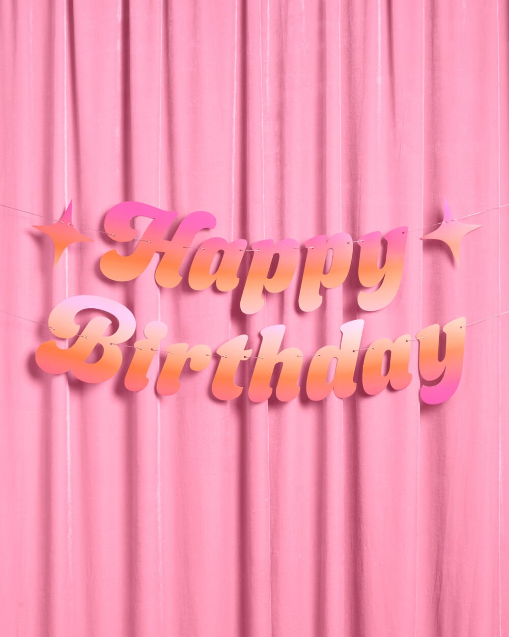 Pink & Orange Happy Birthday Banner