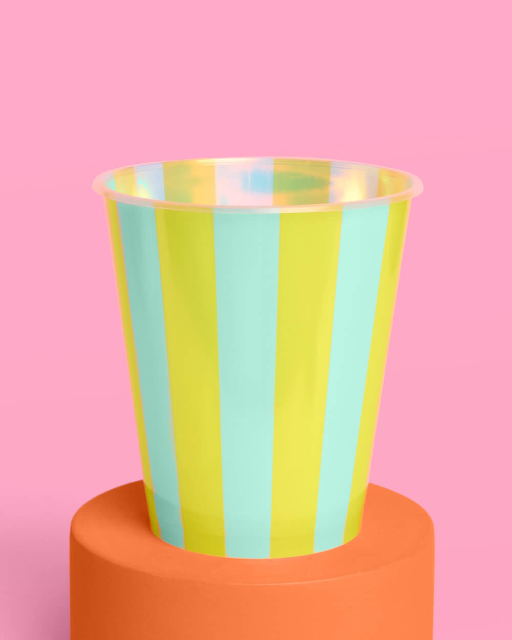 Neon Stripe Iridescent Plastic Cups