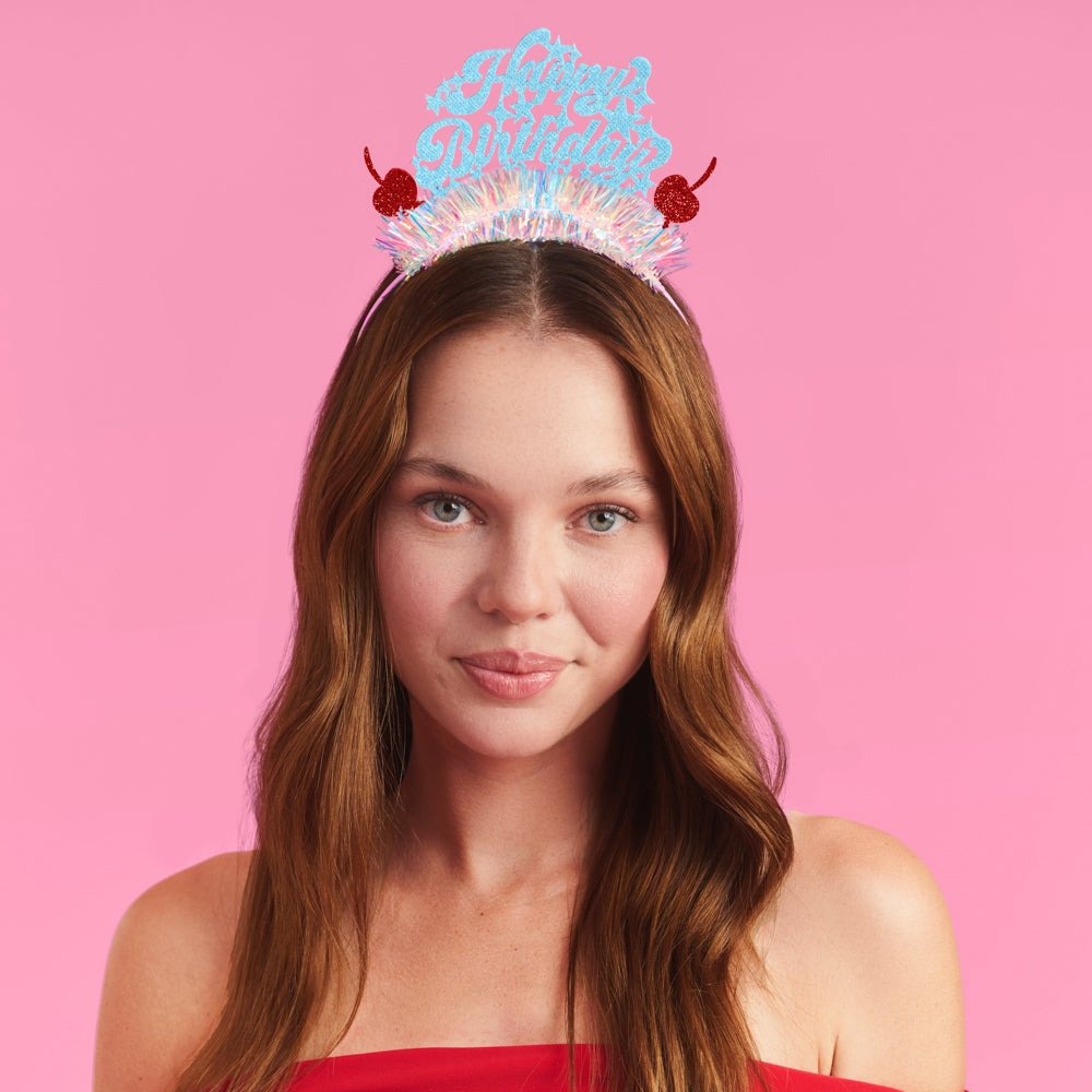 Cherry Tinsel Birthday Headband