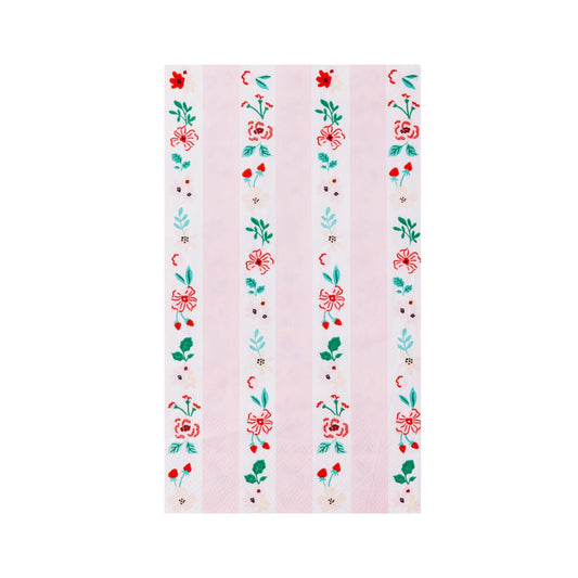 Pink & Red Floral Stripe Guest Towels