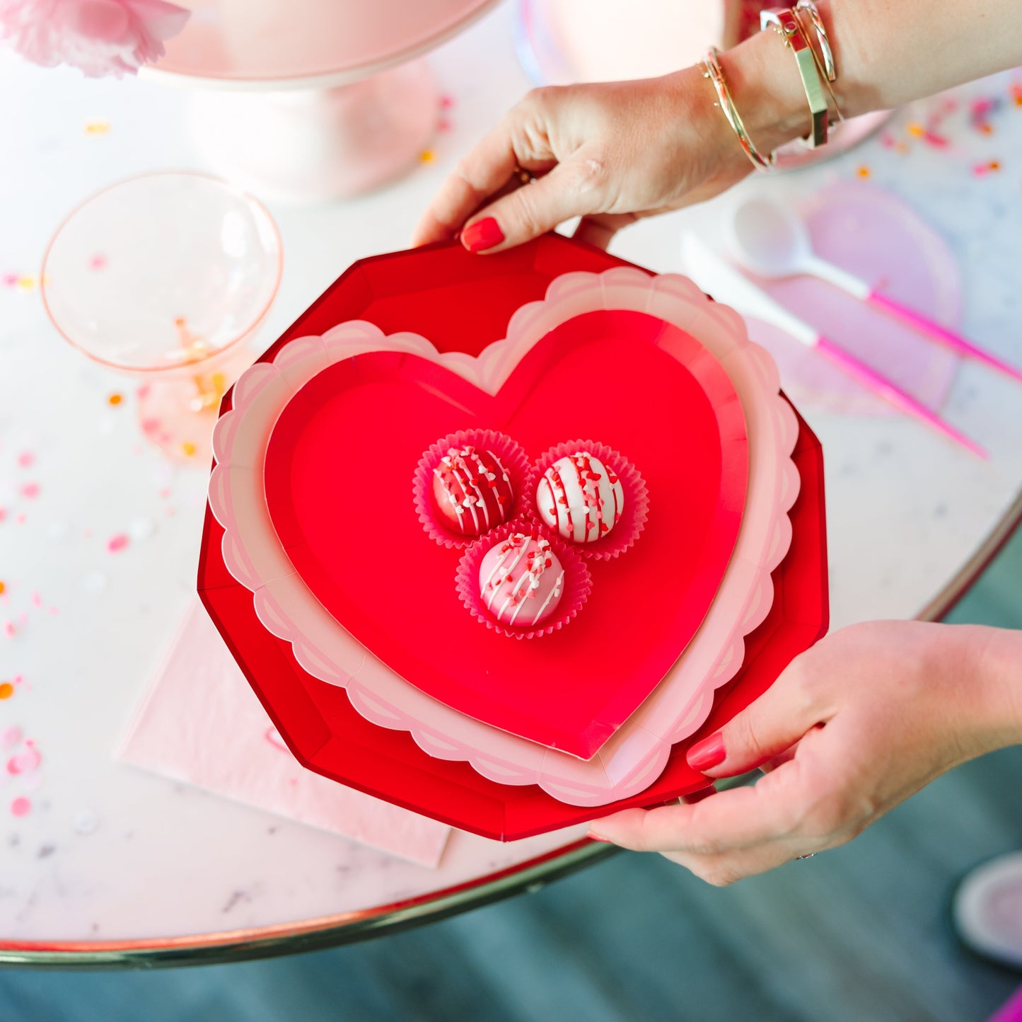 Haute Pink Heart Shaped Plates
